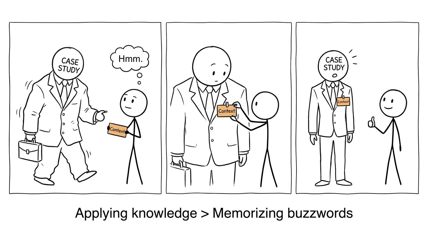 A huge case study becomes manageable when a student applies context