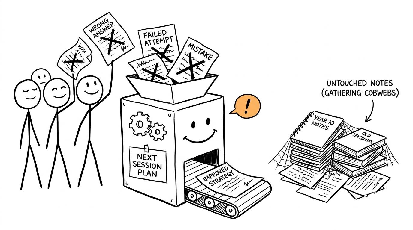 A machine turning mistakes into the next revision plan