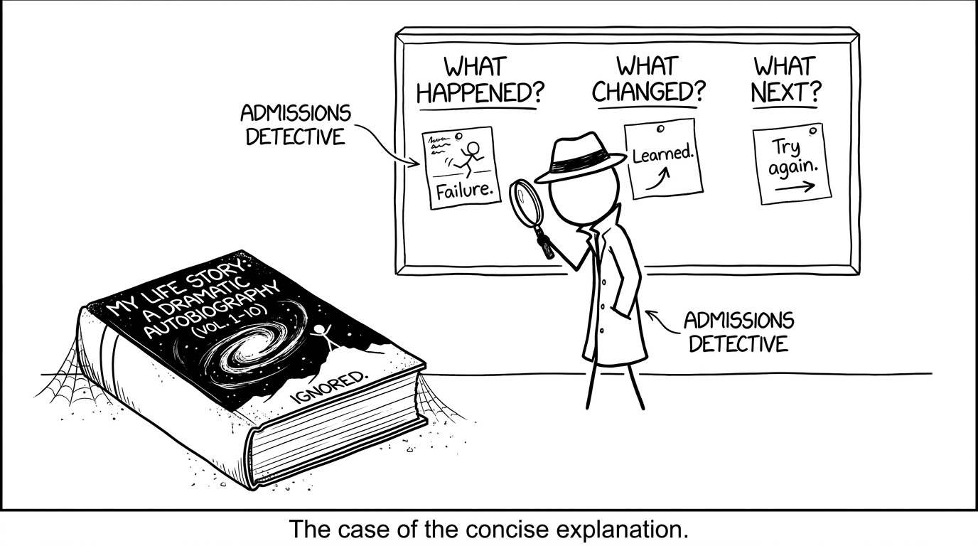 An admissions form detective investigating three concise clues