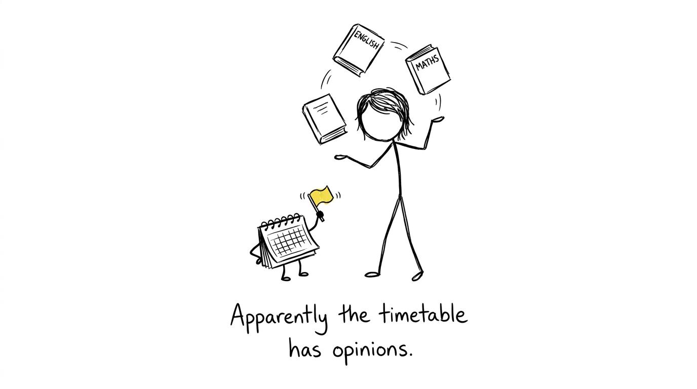 A student juggling English and maths revision