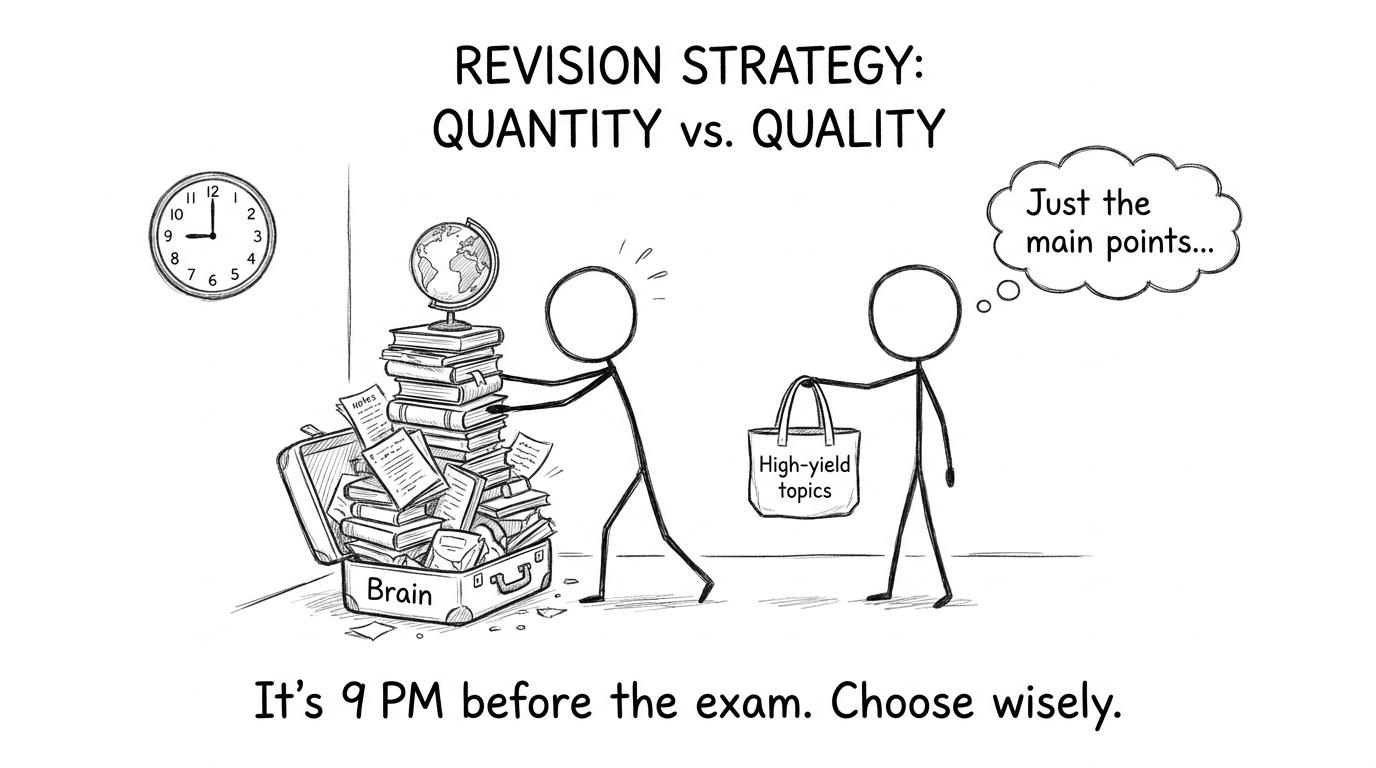 Stick figure squeezing books into a suitcase labelled Brain