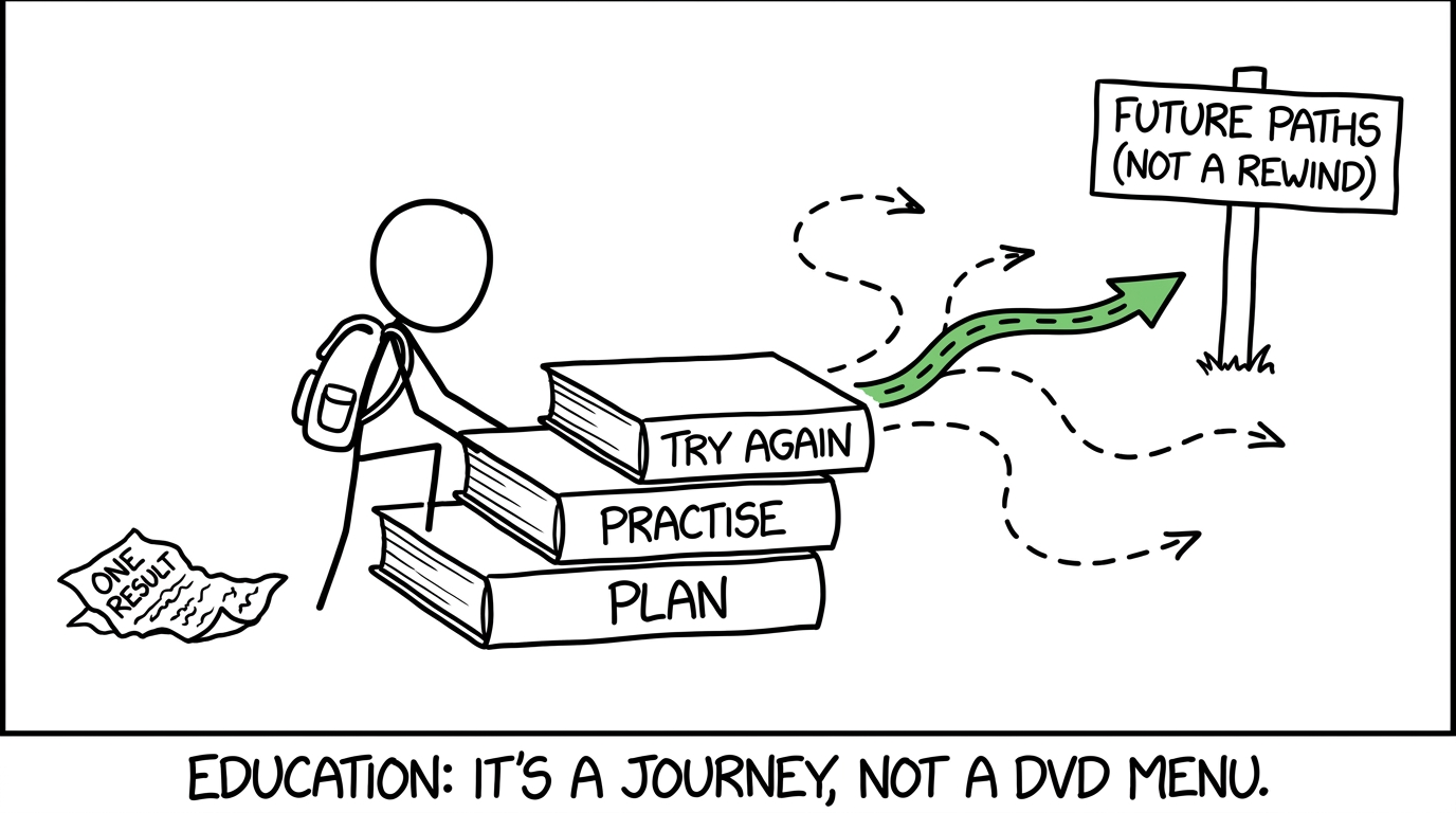 A student building new steps from planning, practice and trying again
