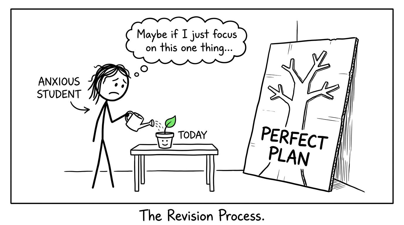 A student grows a small revision habit instead of admiring a perfect plan
