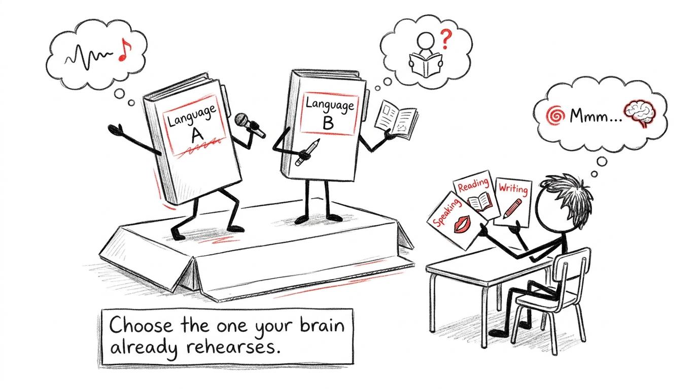 Language folders compete in a four-skill talent show