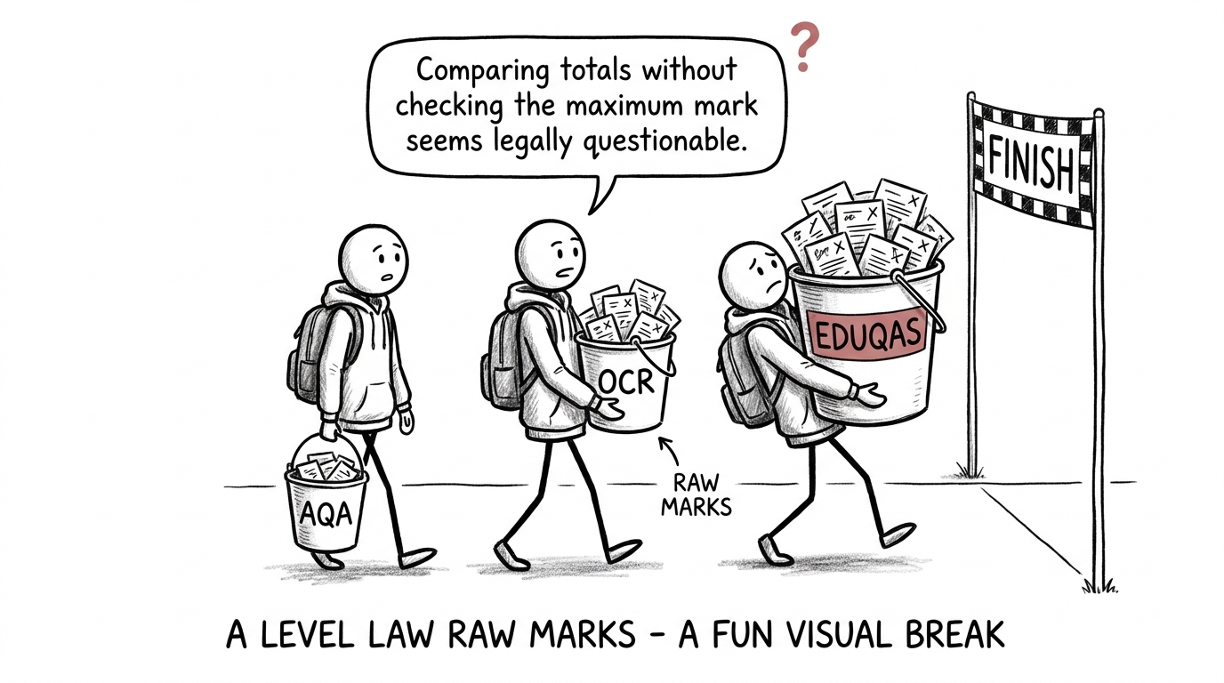 Students compare differently sized exam-board mark buckets