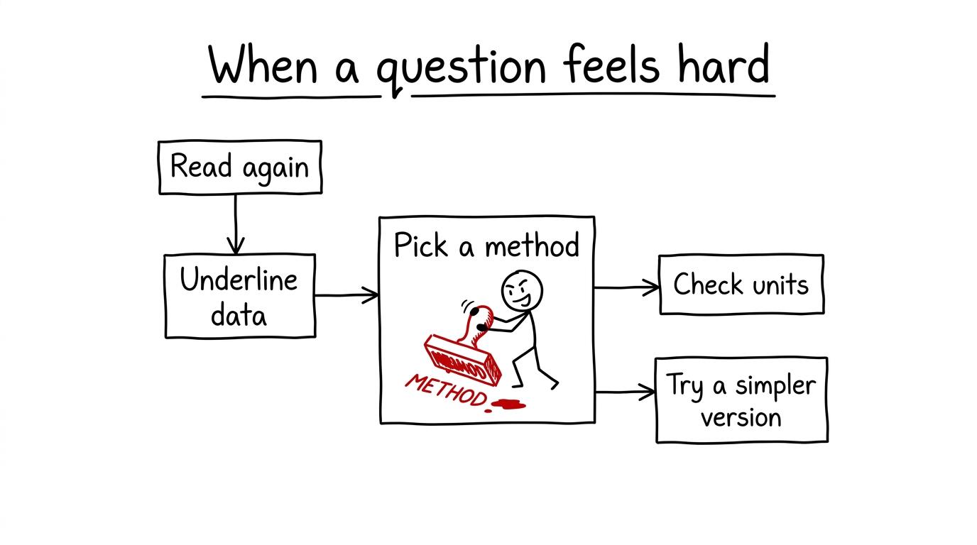 Flowchart about what to do when a question feels hard