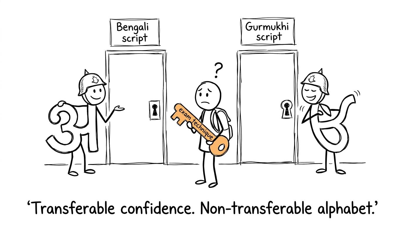 Two different script doors demonstrate that confidence transfers more readily than an alphabet