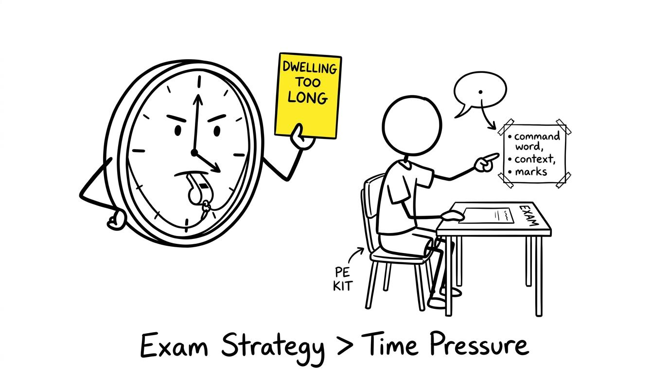 A referee clock gives a yellow card for spending too long on one exam answer
