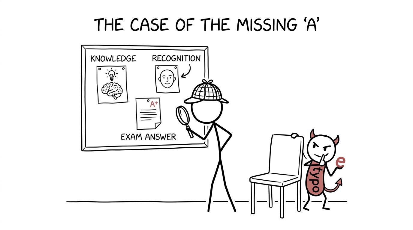 A revision detective investigates knowledge, recognition and exam-answer clues