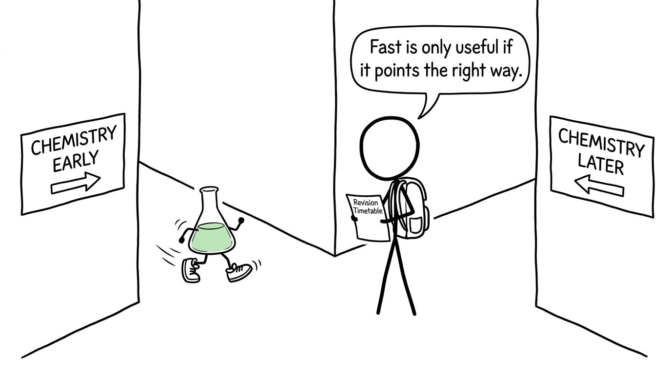 A student choosing between early and later Chemistry exam paths