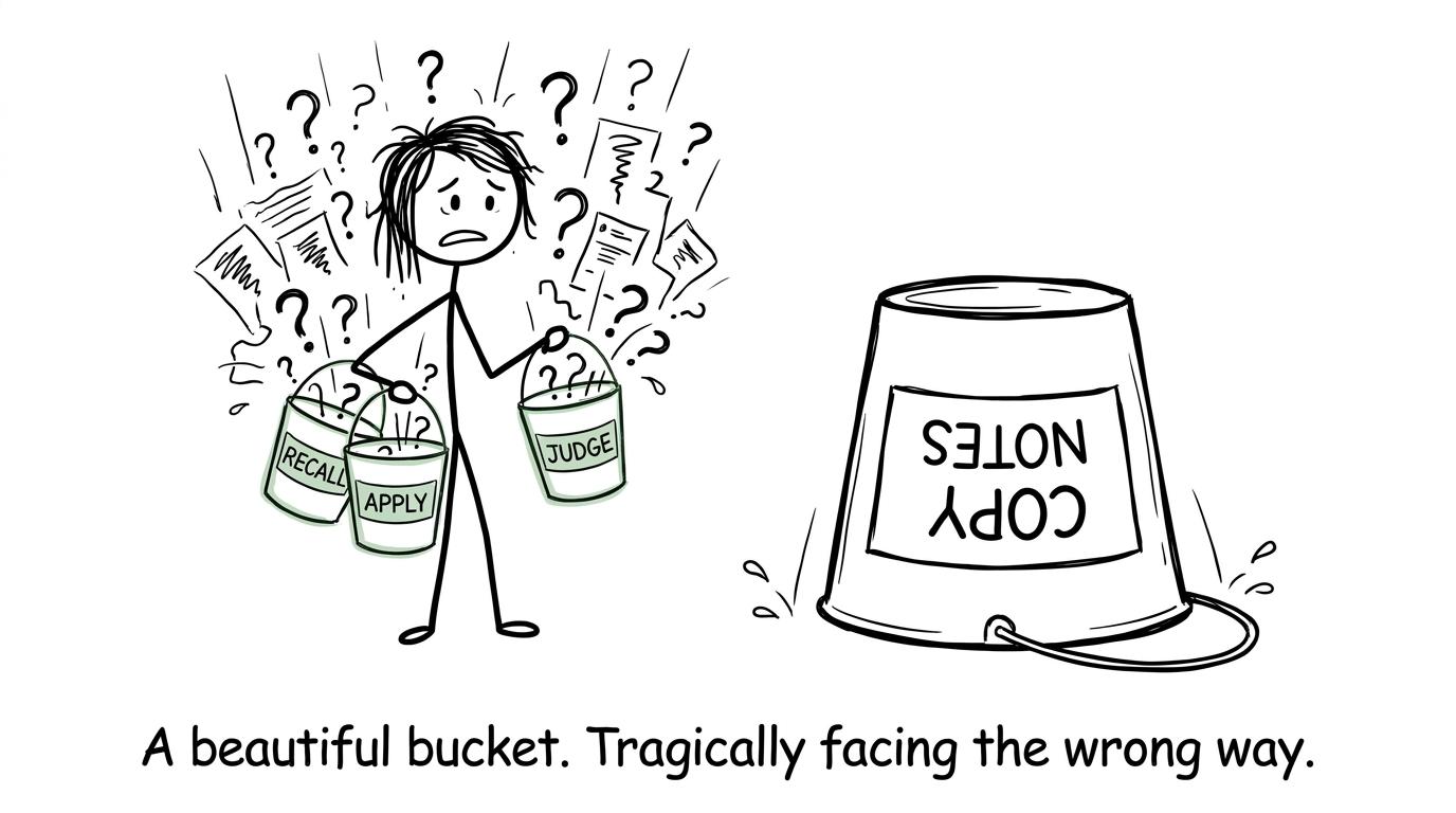 Useful revision buckets catching exam questions while copied notes miss everything