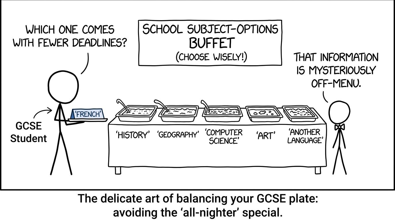A student discovers that GCSE option workload is mysteriously absent from the menu