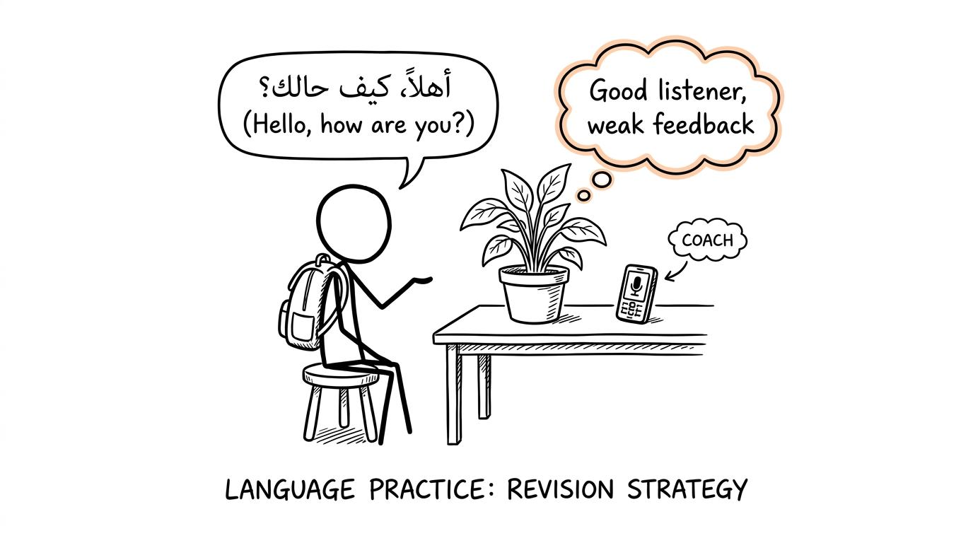 A student discovers that a houseplant offers limited speaking feedback