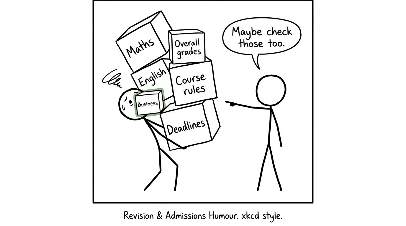 A student worries about one small Business box while carrying larger admissions requirements