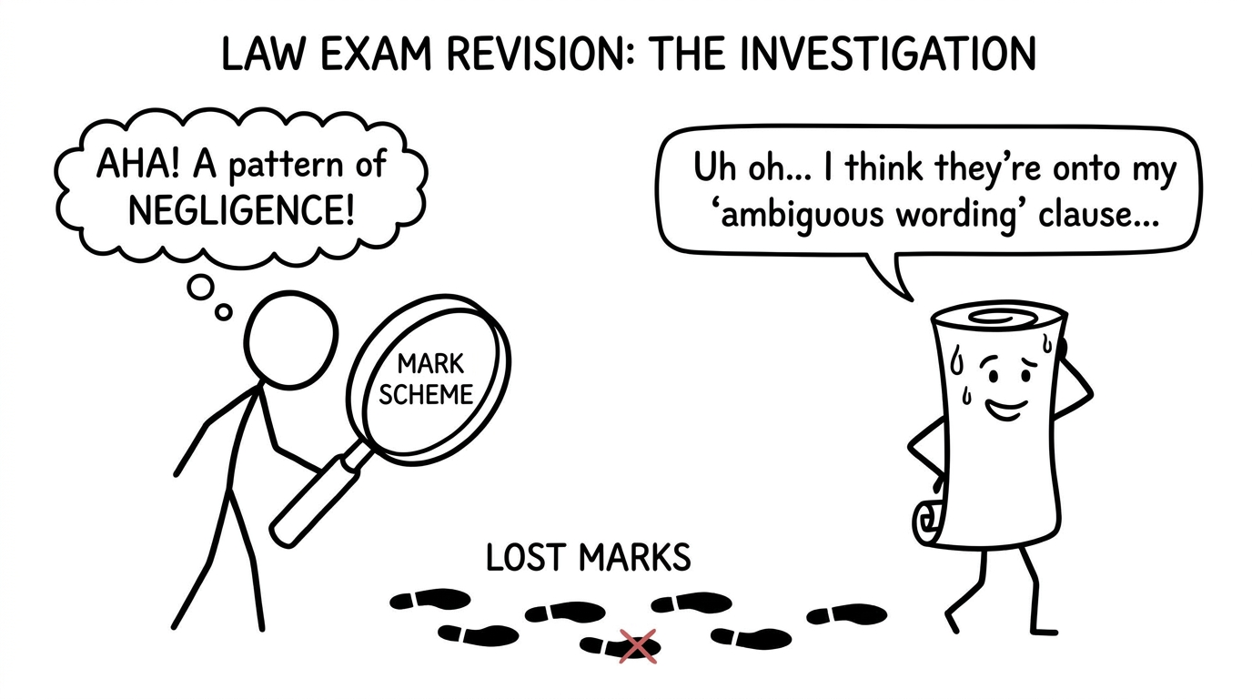 A student uses a mark scheme as a detective glass to investigate lost marks