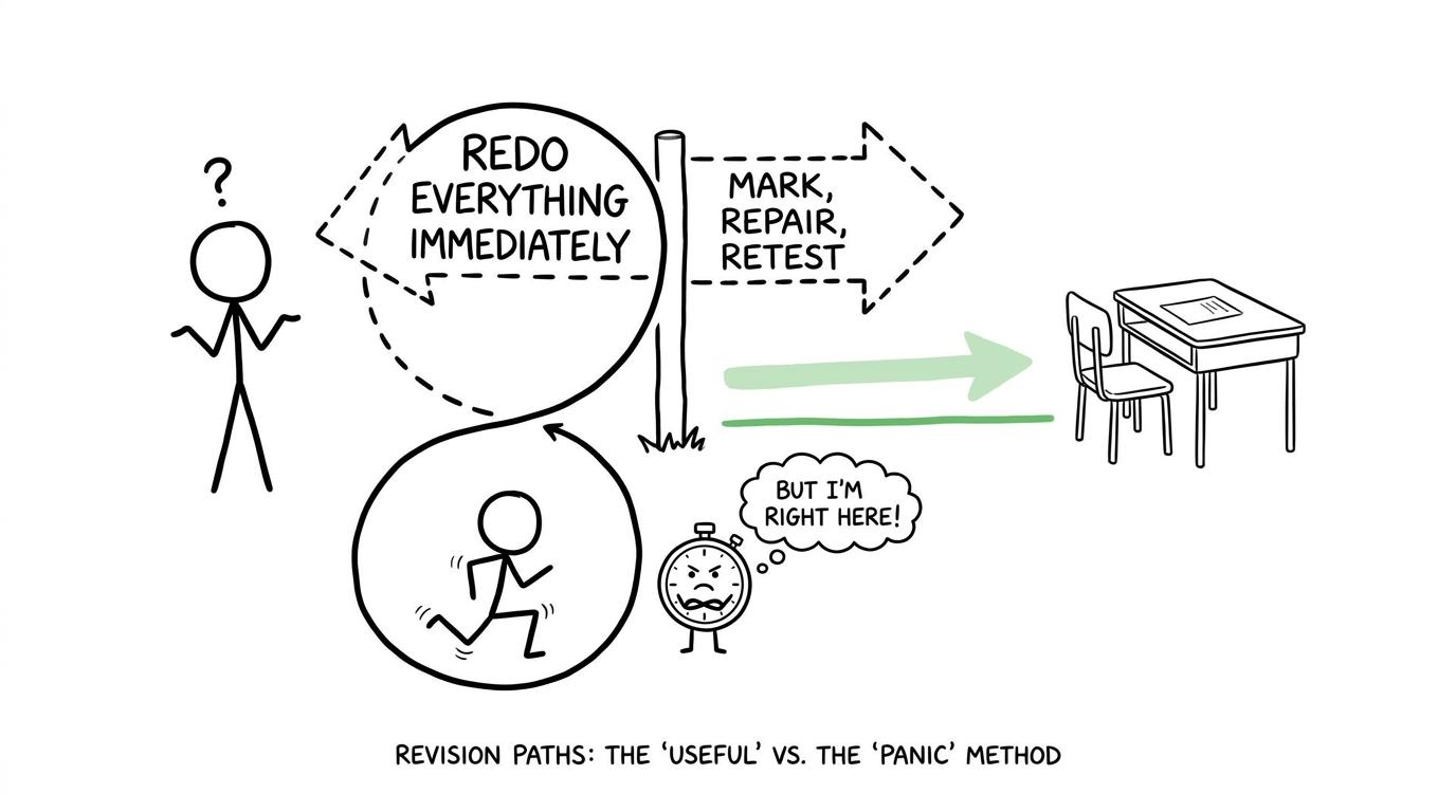 A student chooses the mark, repair and retest path