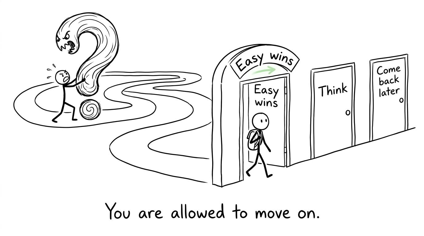 A student choosing to return to a difficult question later