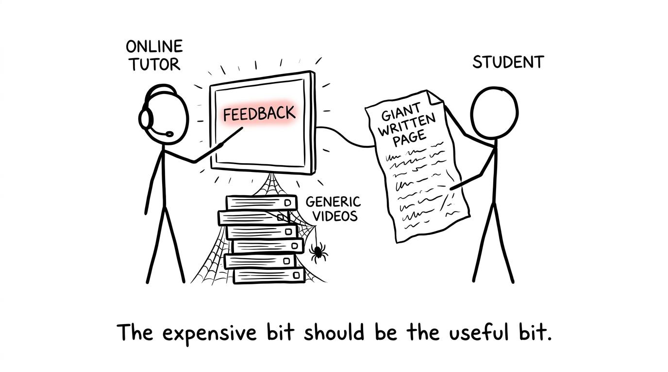 A tutor explaining why useful feedback matters more than generic videos