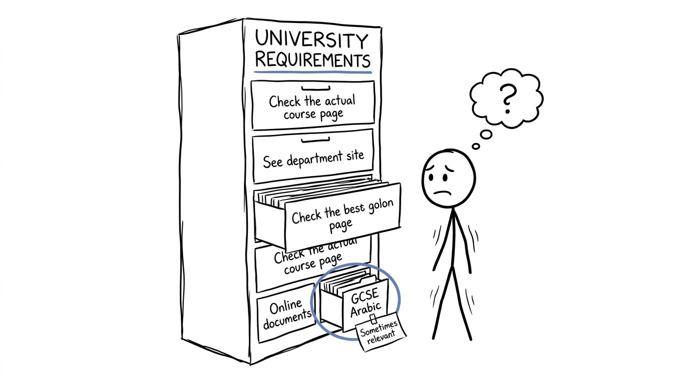 A student explores a filing cabinet of university requirements