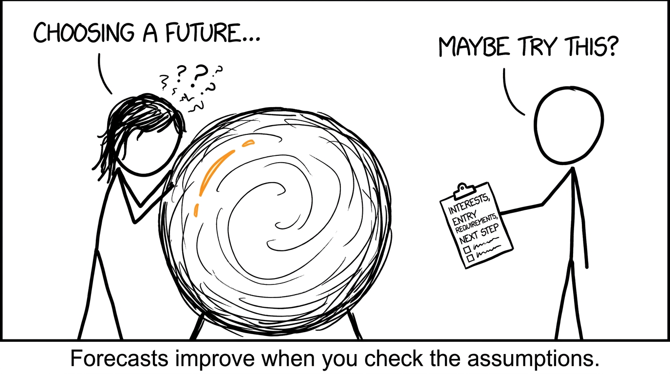 A sensible checklist defeats an oversized career crystal ball