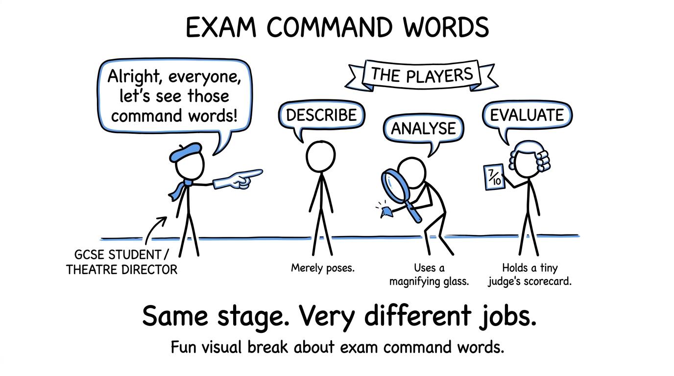 Describe, Analyse and Evaluate discover that they have very different jobs on the same stage