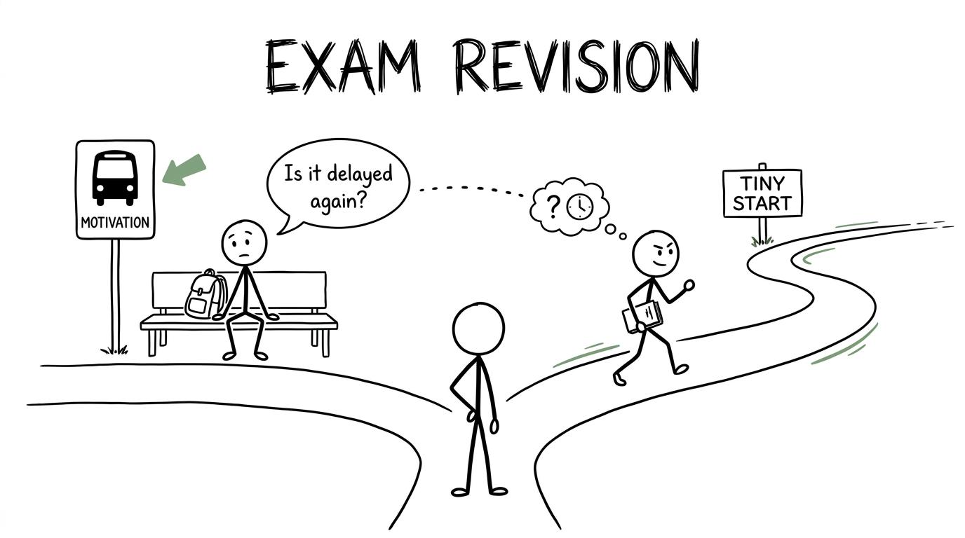 One student waits for motivation while another begins with a tiny action