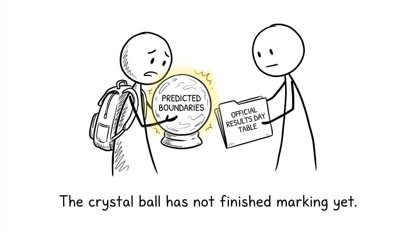 A predicted-boundary crystal ball loses its job to the official Results Day table