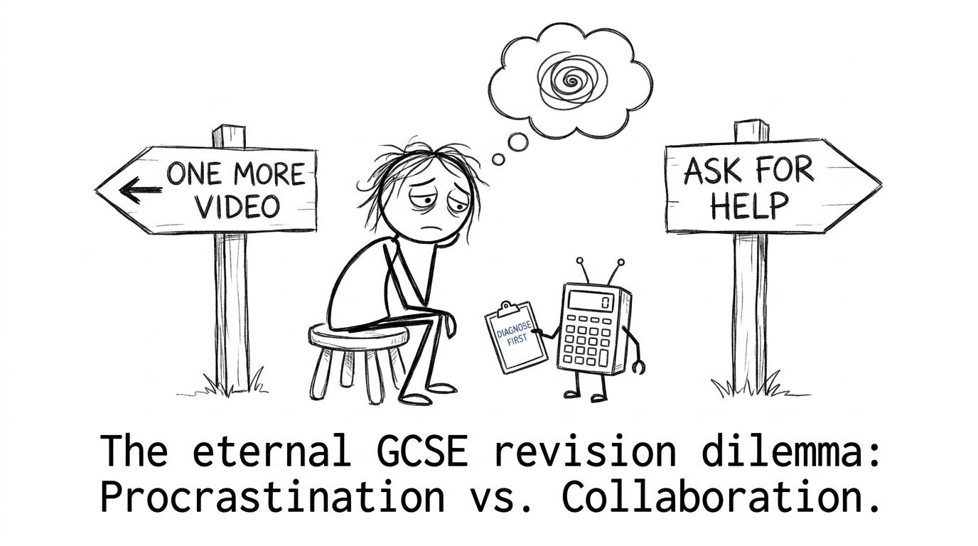 A student choosing between another video and asking for targeted help