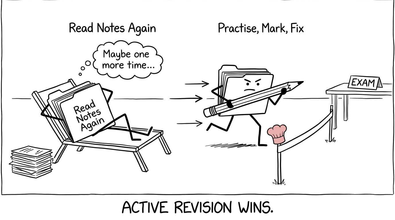 The revision folder that practises, marks and fixes mistakes overtakes the folder that only rereads notes