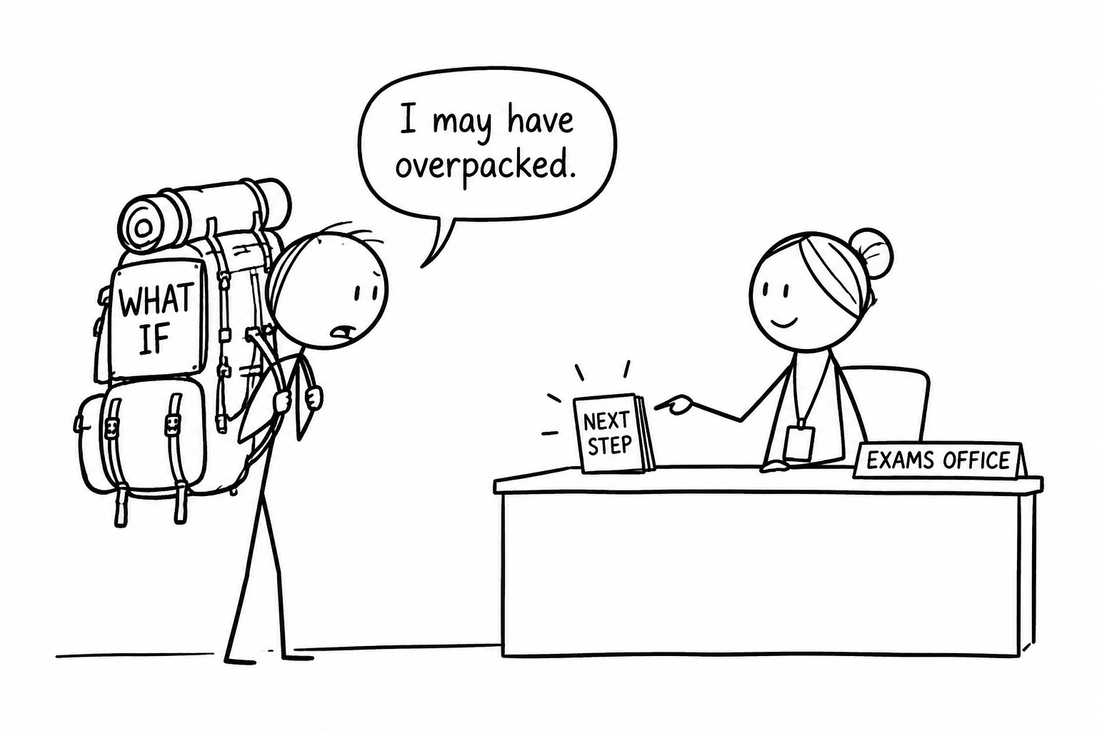 A student realises they have overpacked their GCSE results anxiety