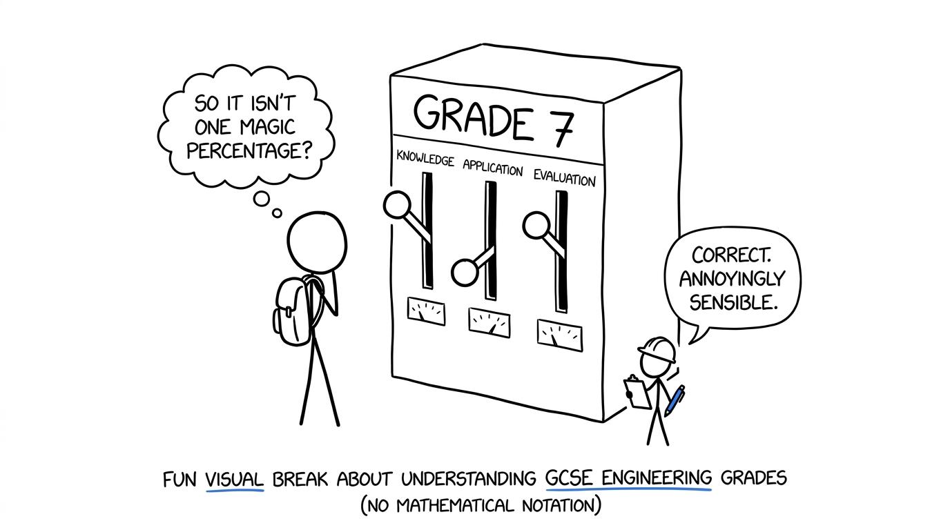 A student discovers that a grade 7 measures several engineering abilities rather than one magic percentage