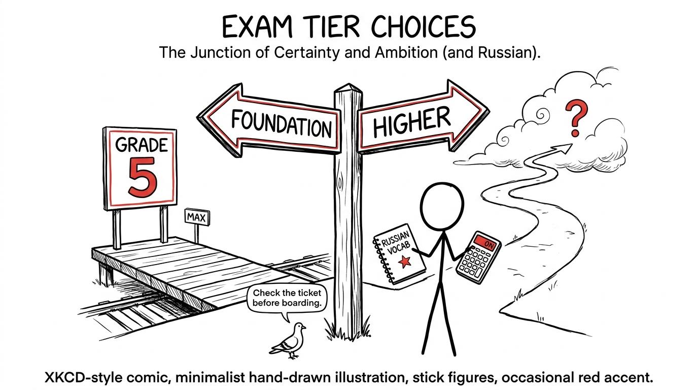 A student choosing between Foundation and Higher exam paths