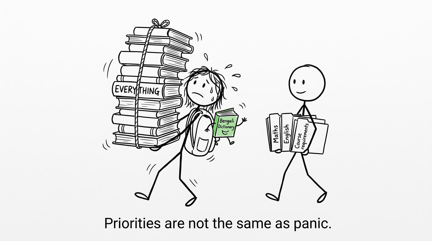 A student chooses admissions priorities instead of carrying every worry