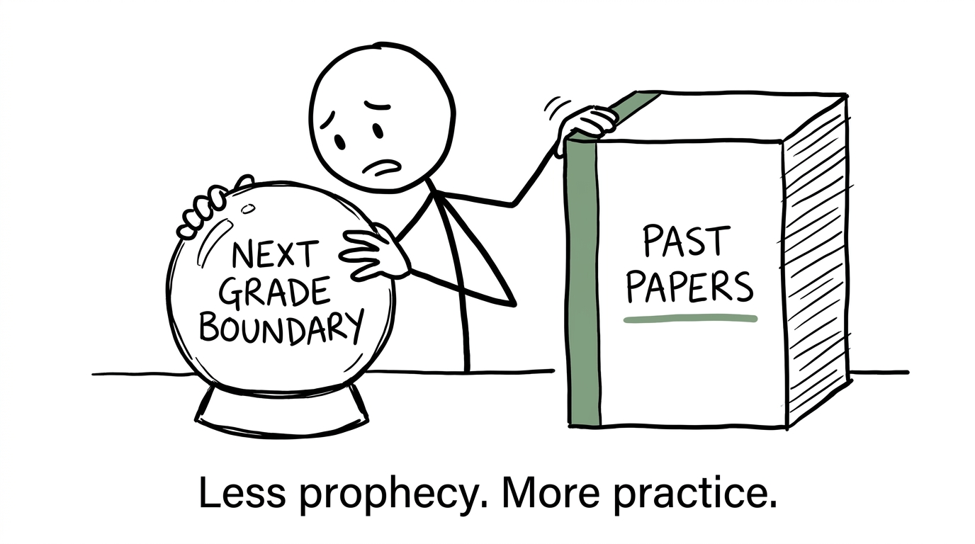 A crystal ball loses an argument with a useful stack of past papers