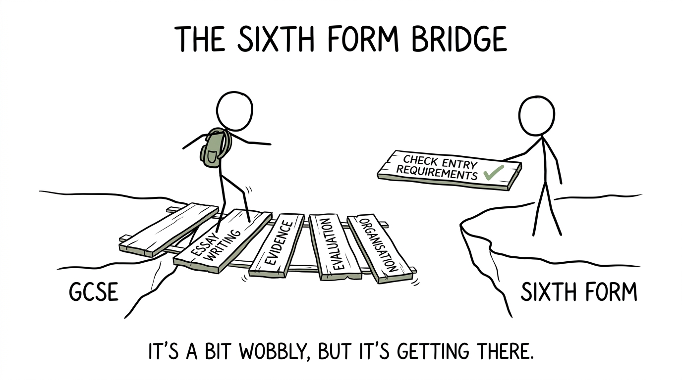 A student builds a bridge from GCSE to sixth form with skills rather than shortcuts