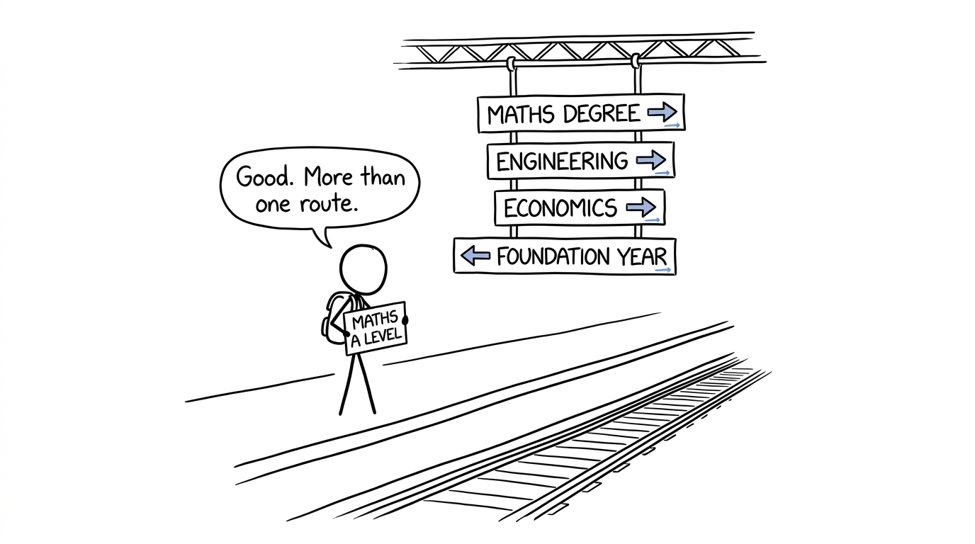 A student discovering several university routes from A Level Maths