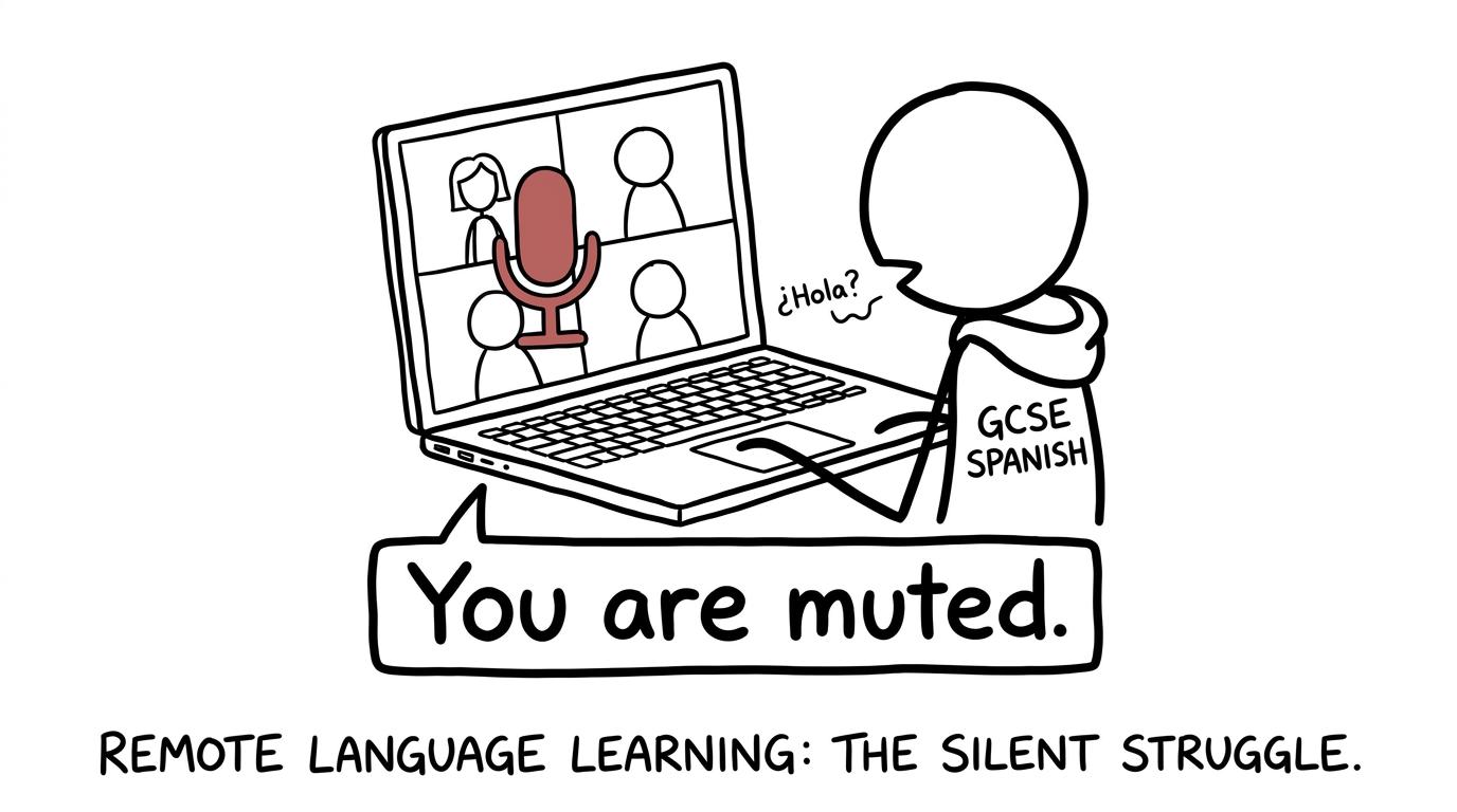 A remote Spanish lesson meets the mute button