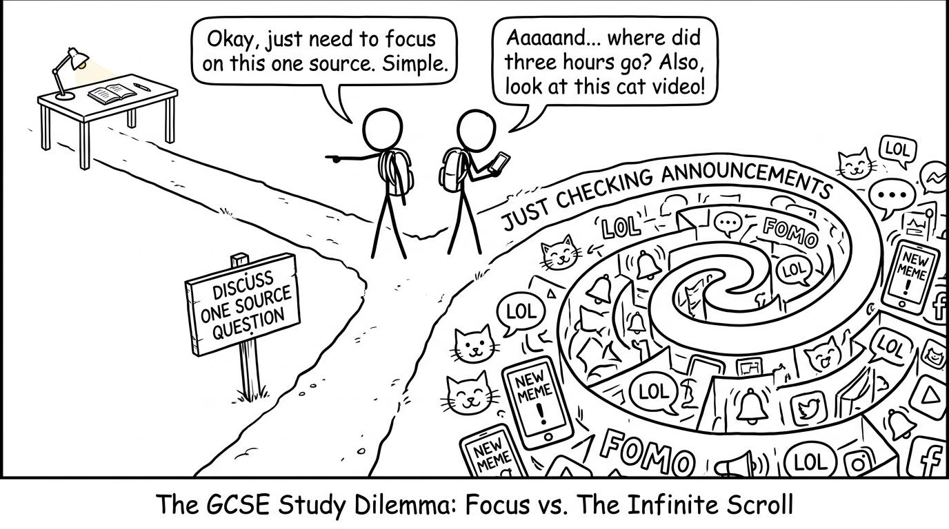 A focused source question competing with an endless maze of online notifications