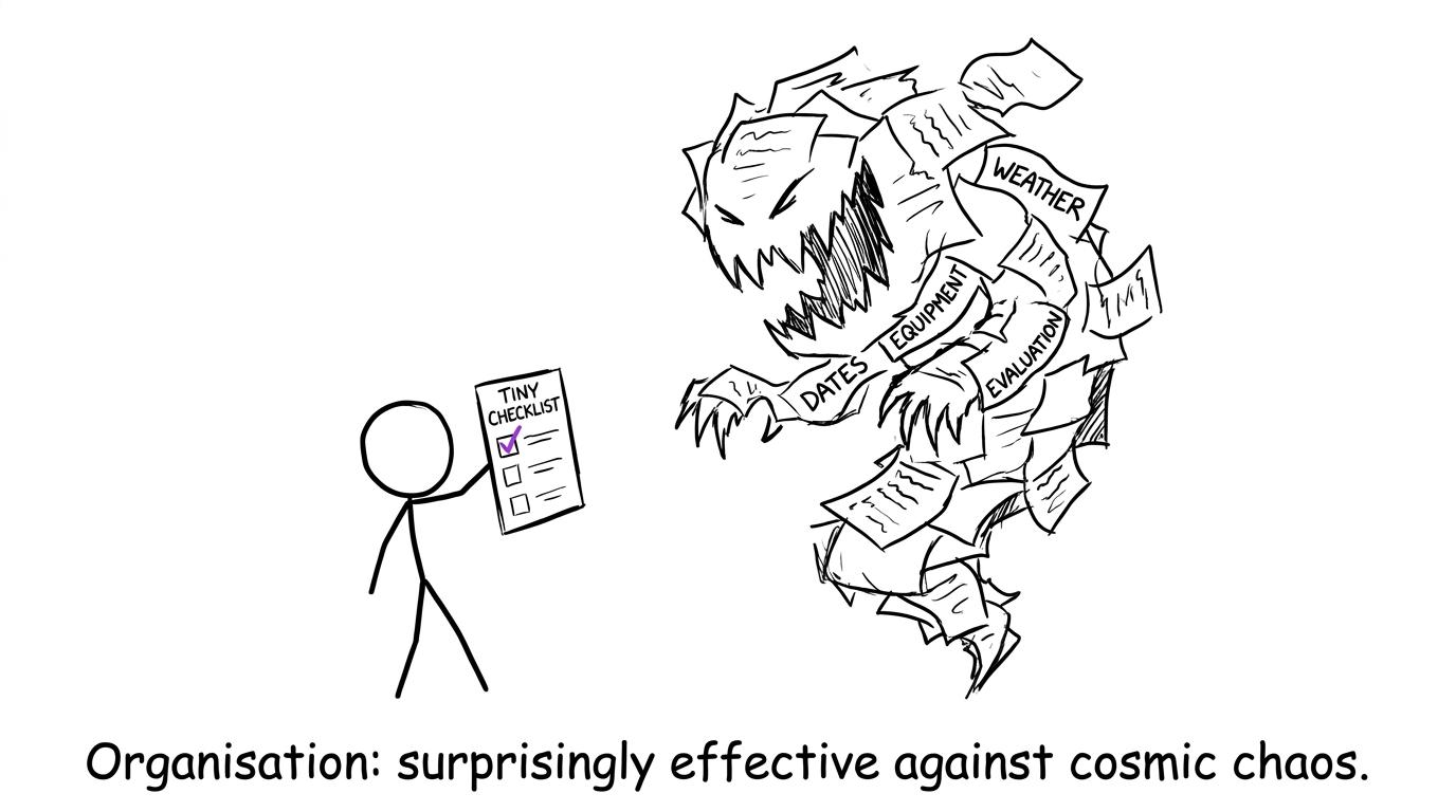 A checklist protects a student from cosmic paperwork