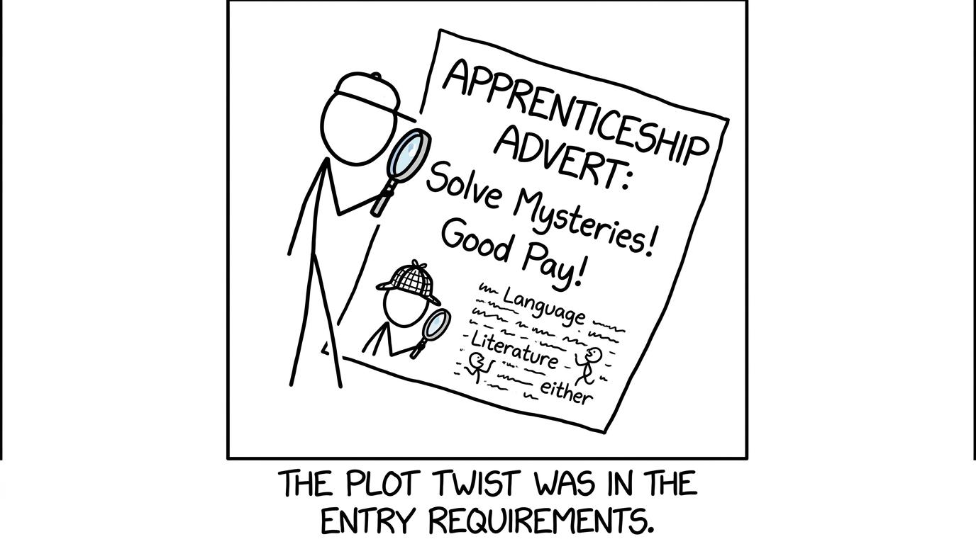 A student detective discovers the important wording hidden in an apprenticeship advert