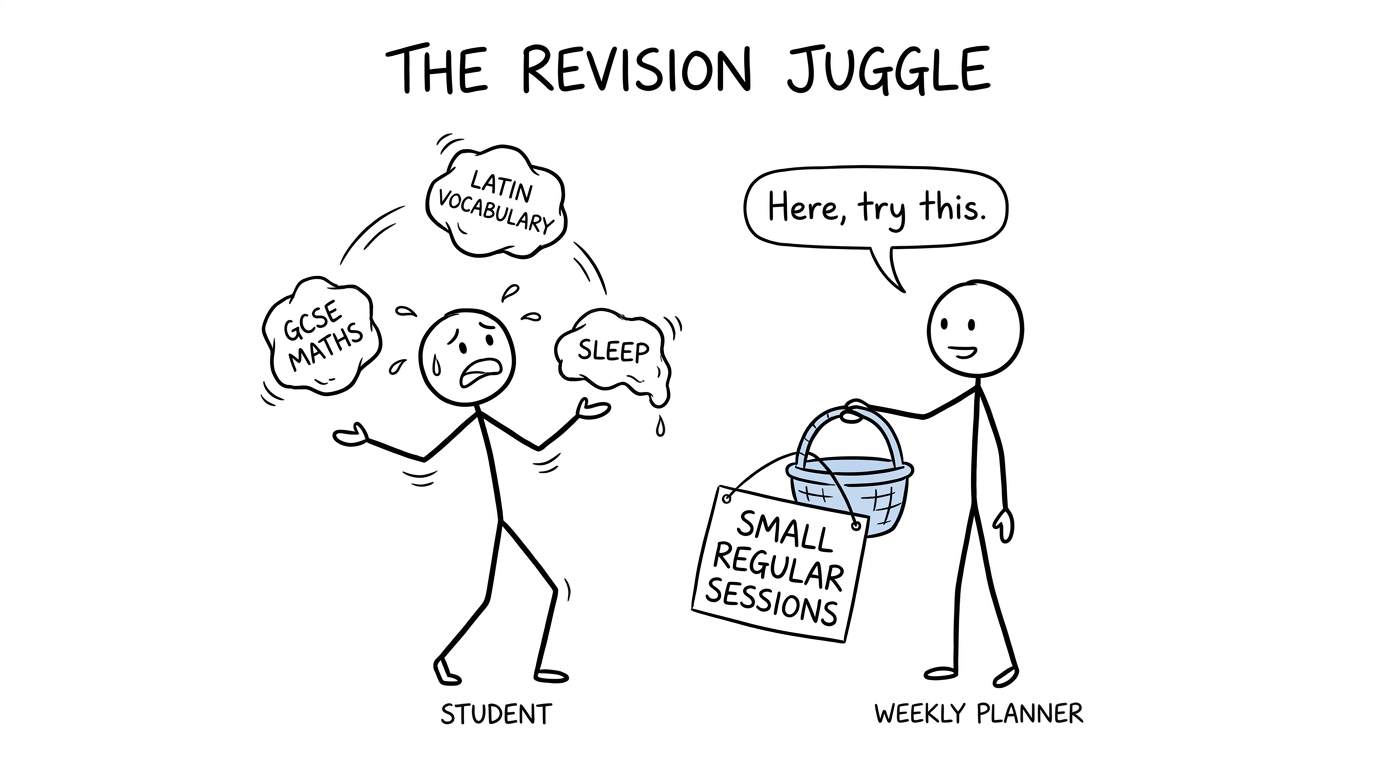 A weekly planner rescues a student juggling Latin, maths and sleep