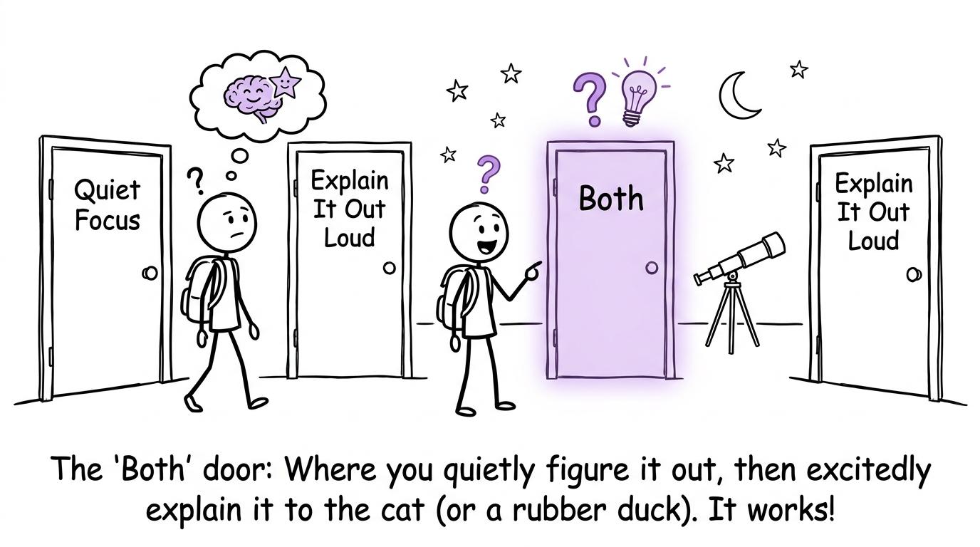 A student finds the sensible middle door between solo and group revision