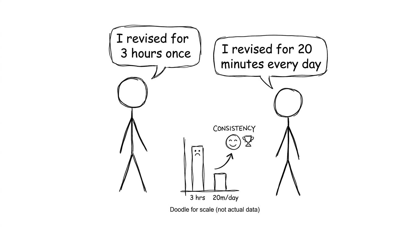 Consistency beats one-off marathon sessions