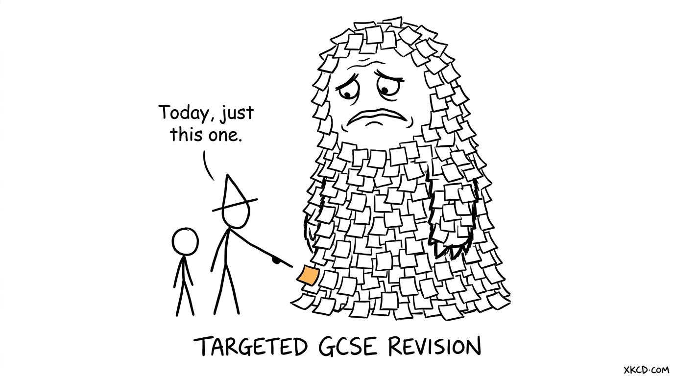 A tutor reduces an enormous revision checklist to one clear target