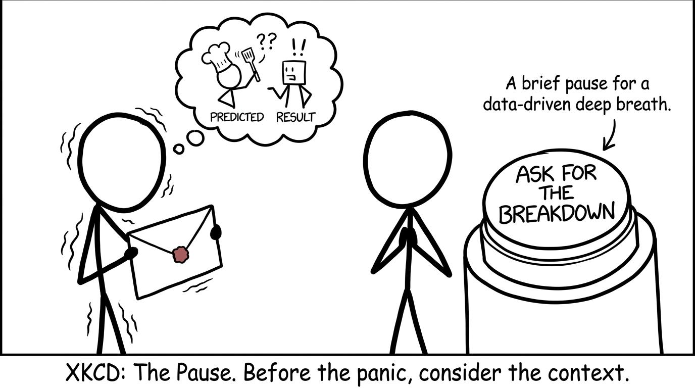 A student pauses before panicking and asks for the results breakdown