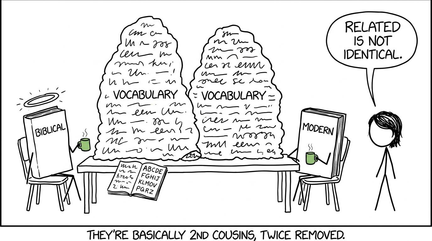 Two related dictionaries discovering that their vocabulary piles differ