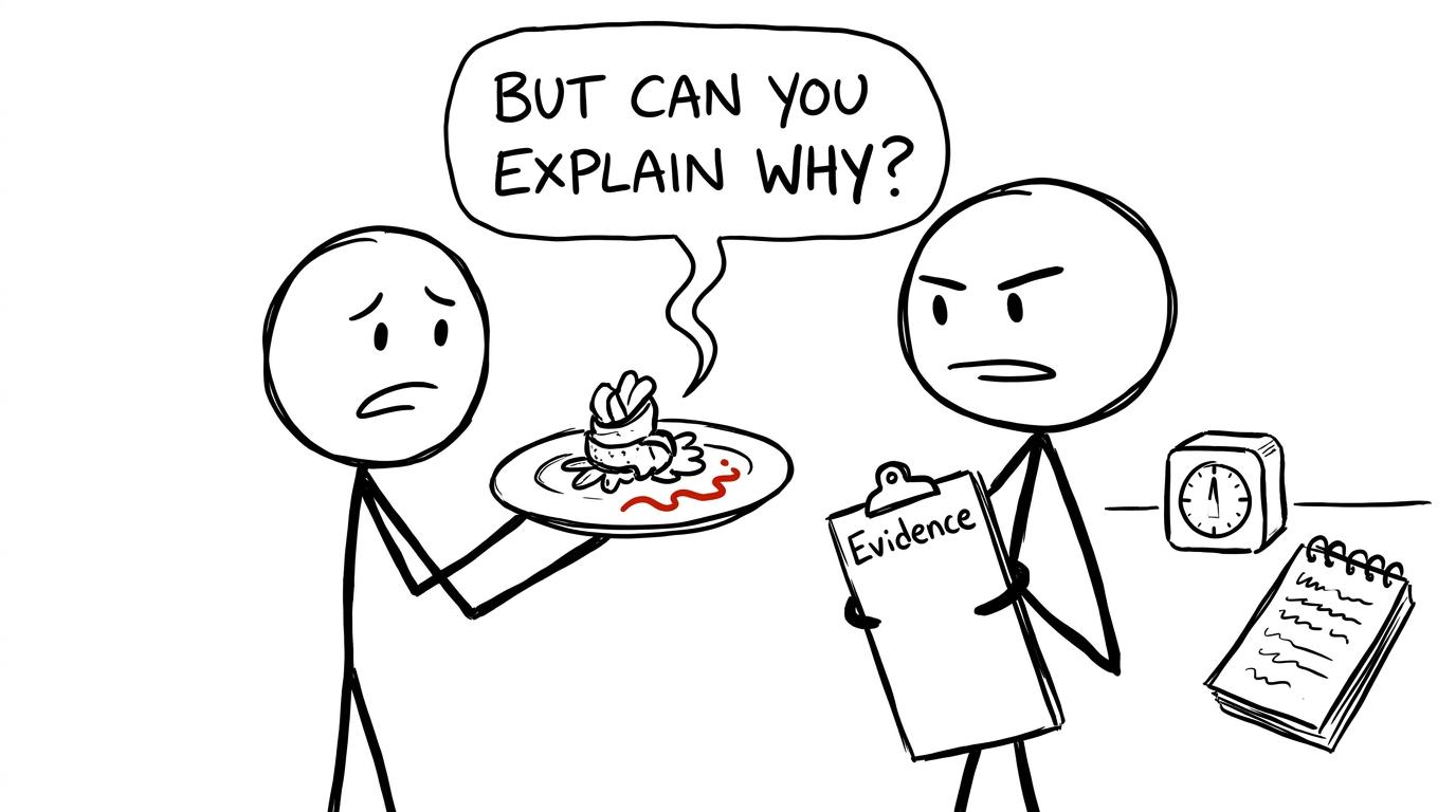 A plated dish asking whether the student can explain why it was chosen