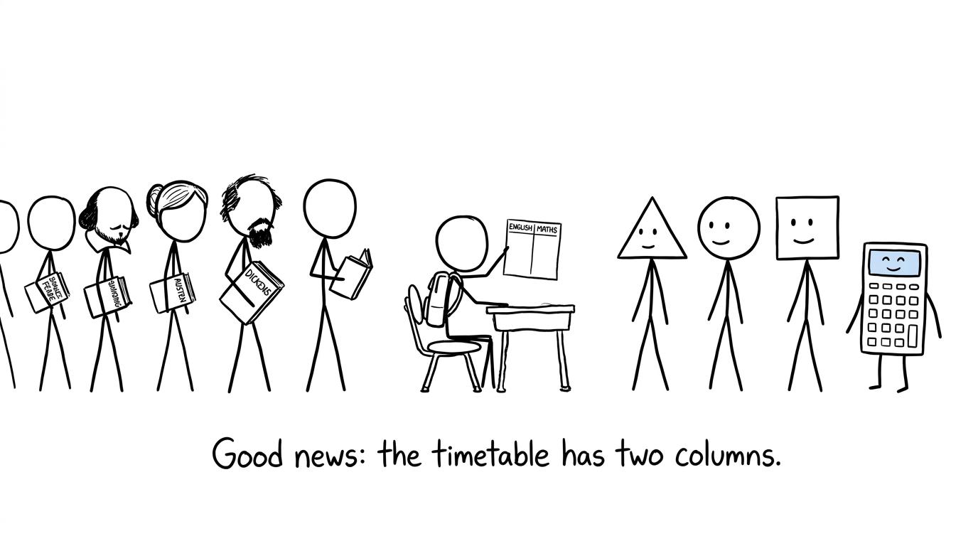 A student negotiates a balanced timetable between literature and maths revision