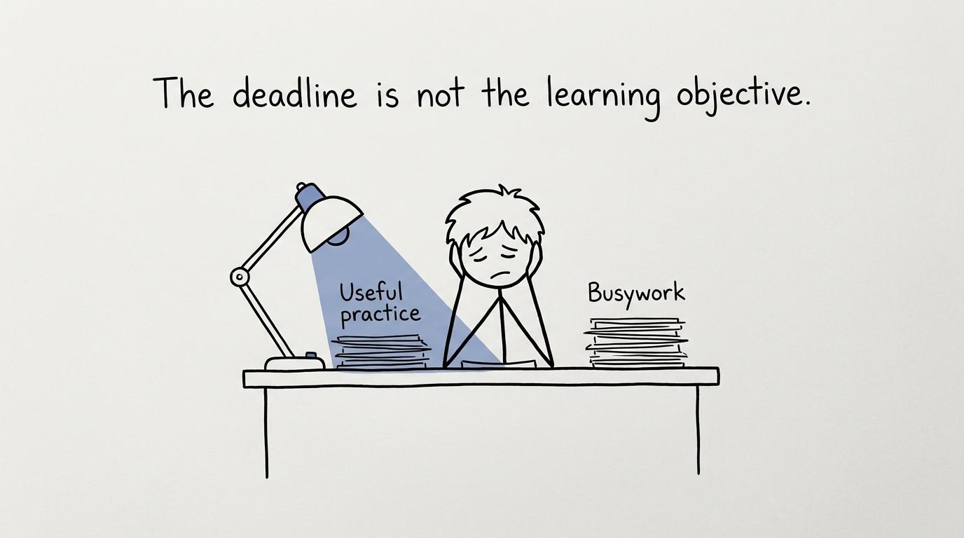 A student discovers that the deadline is not the learning objective