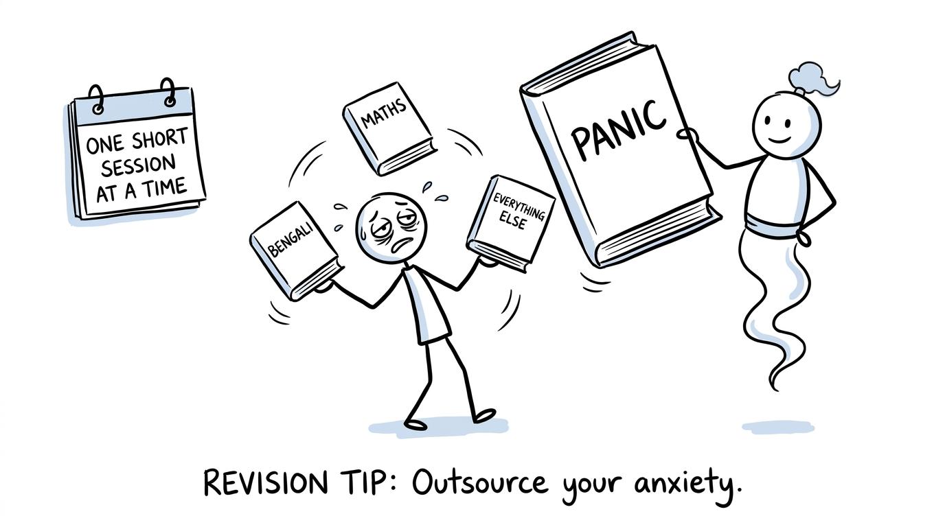 A student tries to juggle Bengali, maths and everything else while revision panic is quietly removed